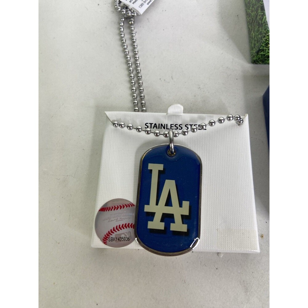 Los Angeles Dodgers Dog Tag Necklace Stainless Steel MLB Licensed with Gift Box